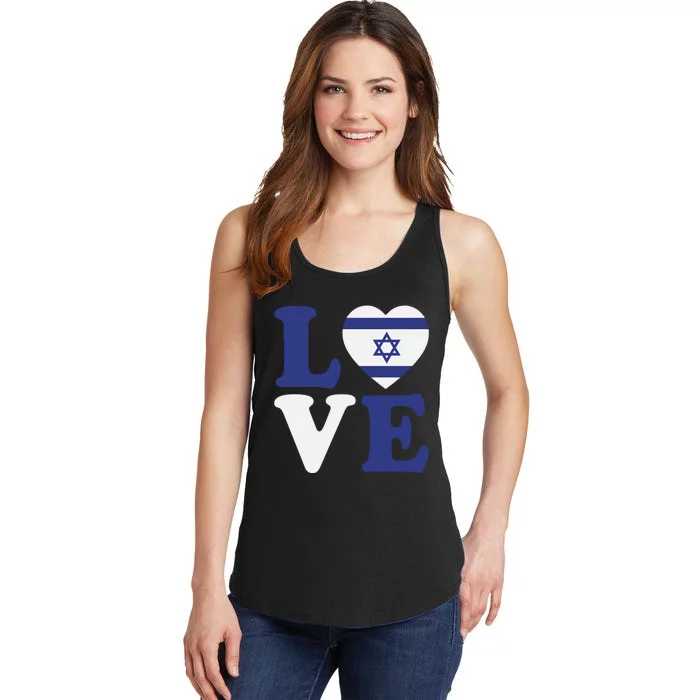 I Stand With Israel Heartfelt Support with Israel's Flag Ladies Essential Tank