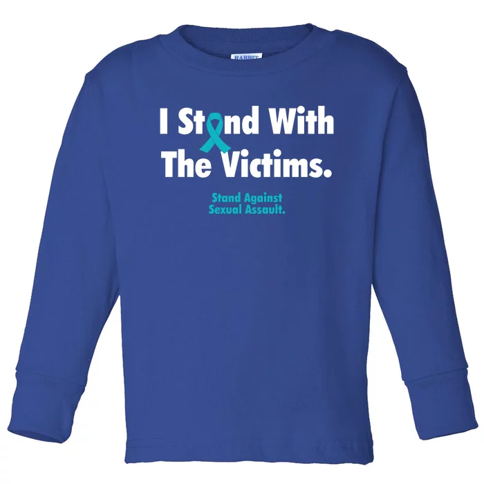 I Stand With The Victims Sexual Assault Awareness Gift Toddler Long Sleeve Shirt