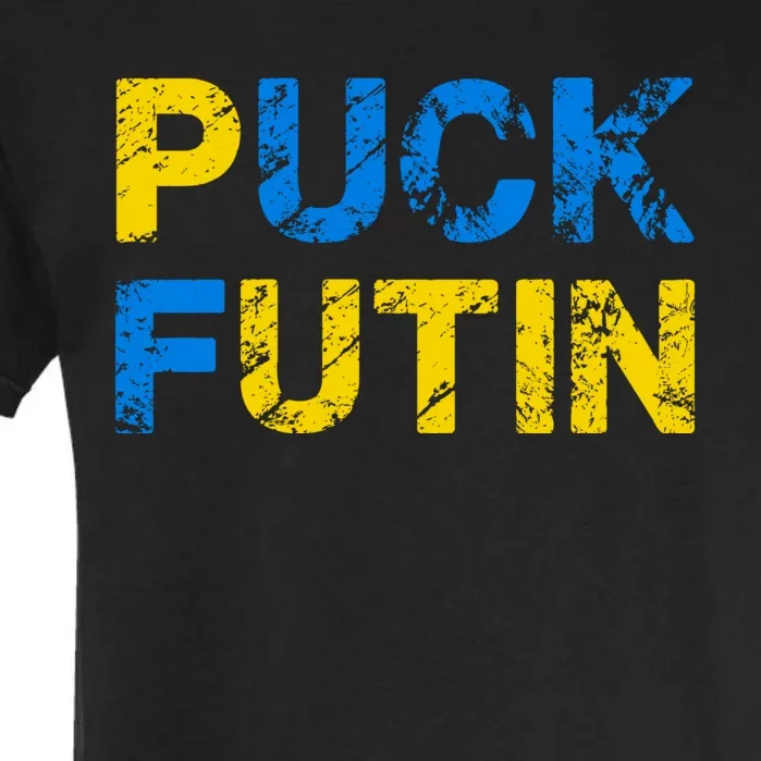 I Stand With Ukraine Puck Futin Support Garment-Dyed Heavyweight T-Shirt