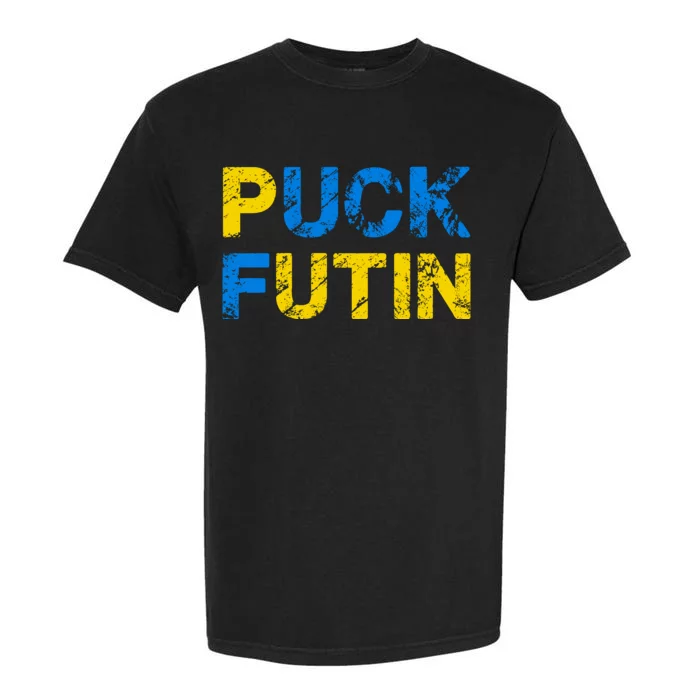 I Stand With Ukraine Puck Futin Support Garment-Dyed Heavyweight T-Shirt