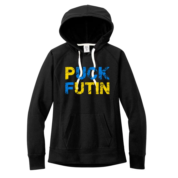 I Stand With Ukraine Puck Futin Support Women's Fleece Hoodie