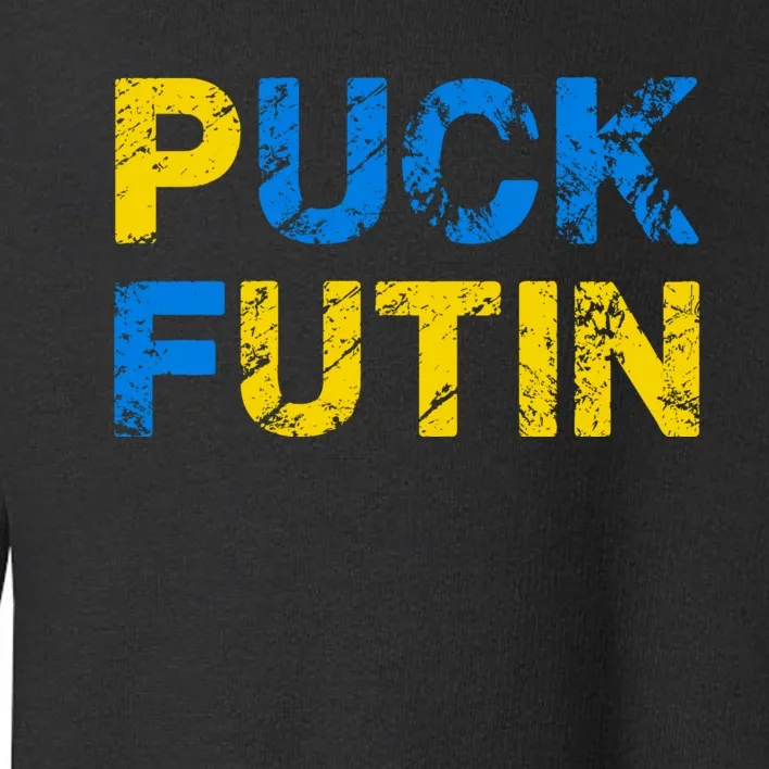 I Stand With Ukraine Puck Futin Support Toddler Sweatshirt