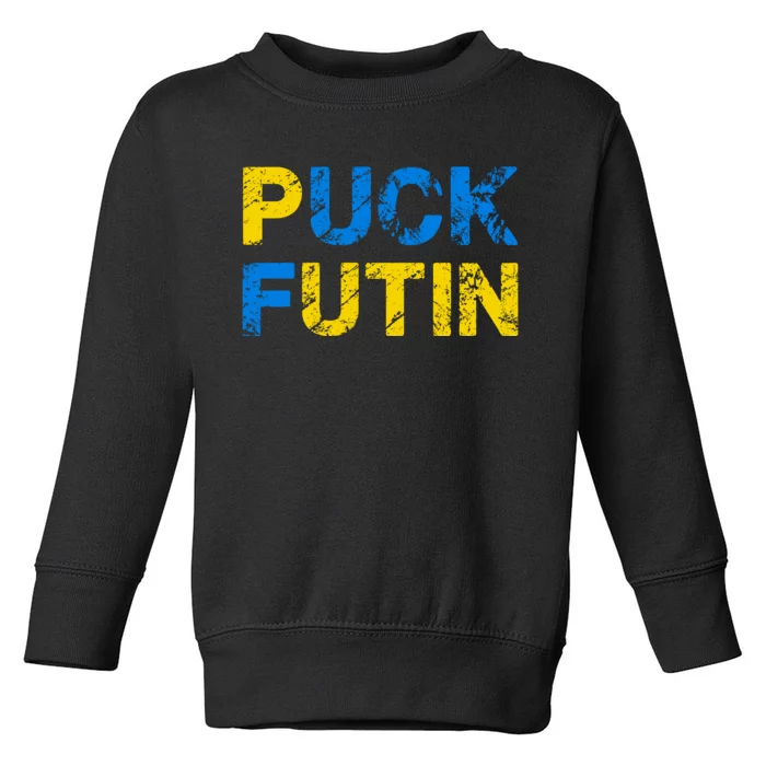 I Stand With Ukraine Puck Futin Support Toddler Sweatshirt