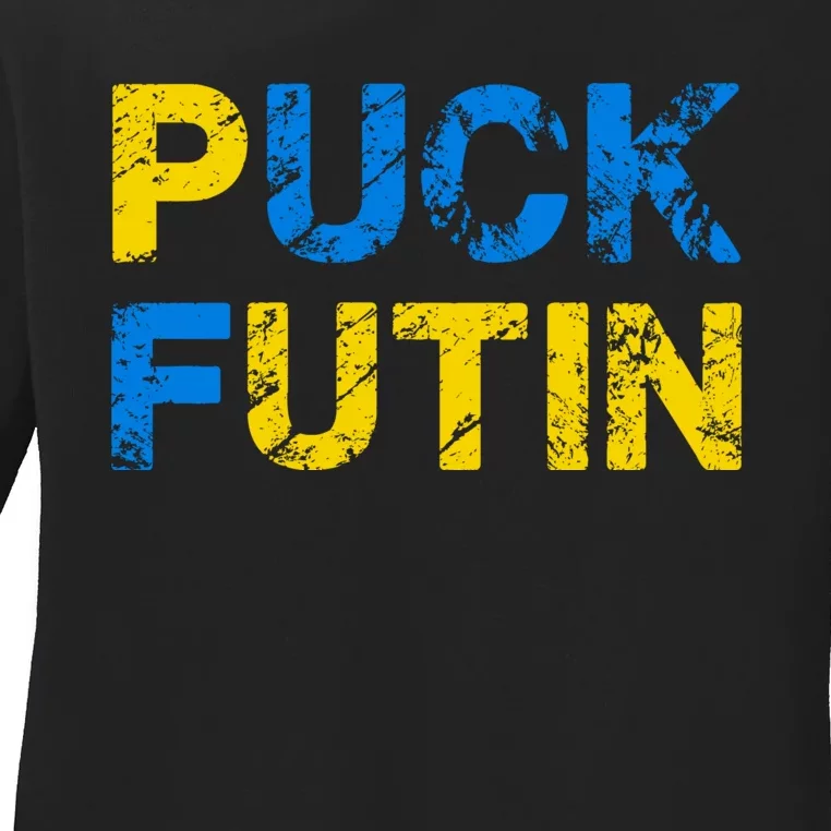 I Stand With Ukraine Puck Futin Support Ladies Long Sleeve Shirt