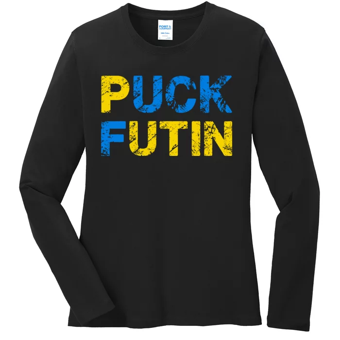 I Stand With Ukraine Puck Futin Support Ladies Long Sleeve Shirt