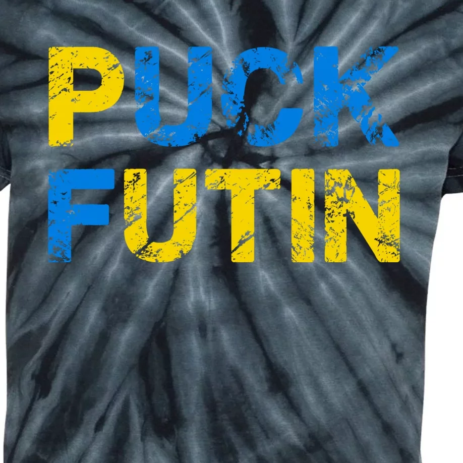 I Stand With Ukraine Puck Futin Support Kids Tie-Dye T-Shirt