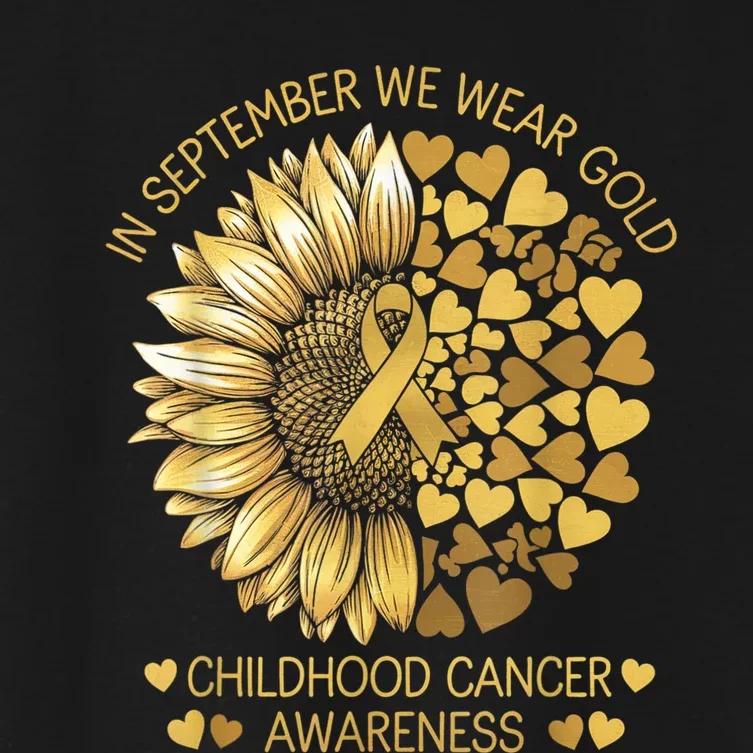 In September We Wear Gold Childhood Cancer Awareness Women's Crop Top Tee