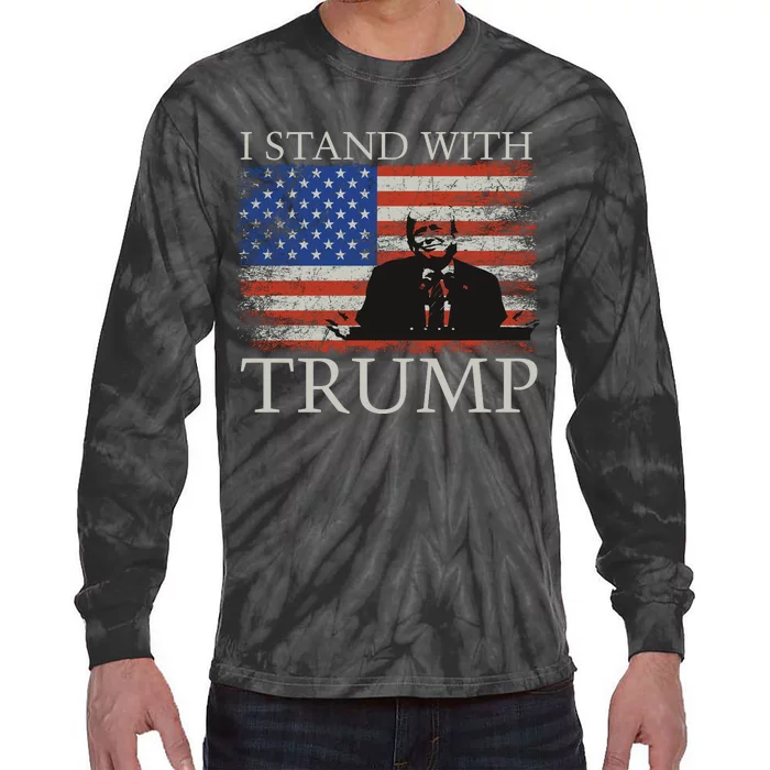 I Stand With Trump Free Trump Indictment Support Donald Trump Tie-Dye Long Sleeve Shirt