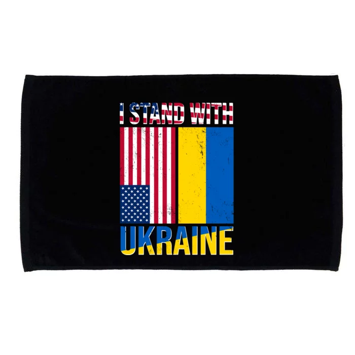 I Stand With Ukraine USA Flag Microfiber Hand Towel