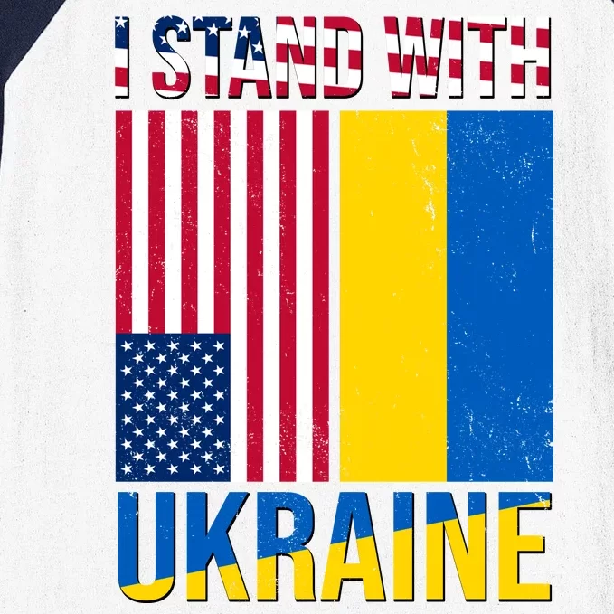 I Stand With Ukraine USA Flag Baseball Sleeve Shirt