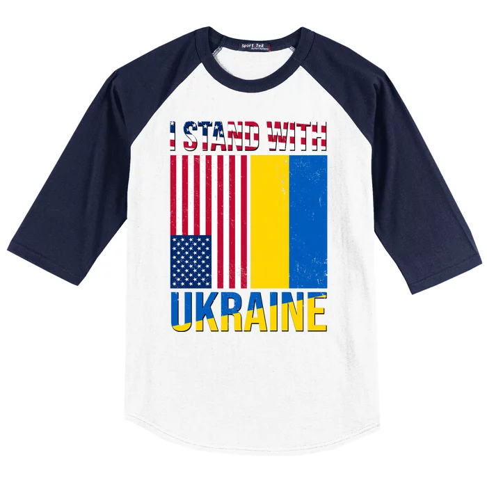 I Stand With Ukraine USA Flag Baseball Sleeve Shirt