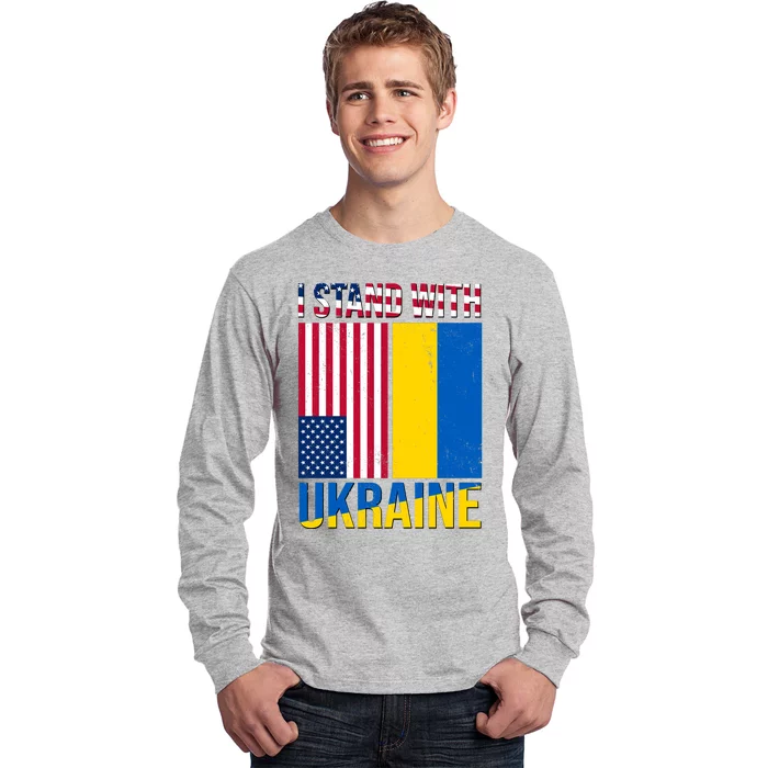 I Stand With Ukraine USA Flag Long Sleeve Shirt