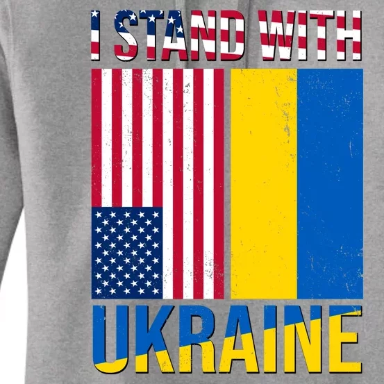 I Stand With Ukraine USA Flag Women's Pullover Hoodie