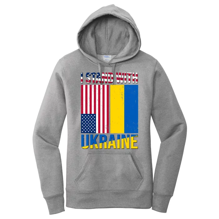 I Stand With Ukraine USA Flag Women's Pullover Hoodie