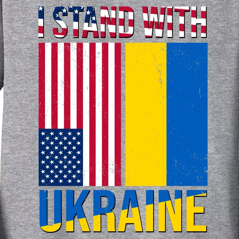 I Stand With Ukraine USA Flag Kids Long Sleeve Shirt