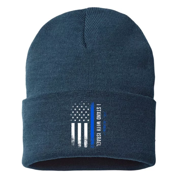 I Stand With Israel American Flag Jewish Freedom Solidarity Sustainable Knit Beanie