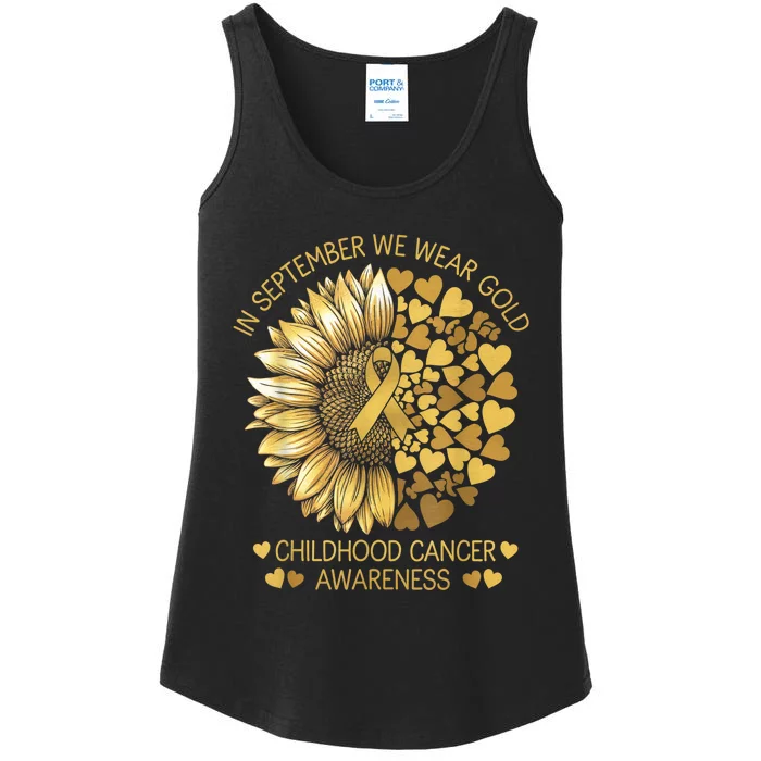 In September We Wear Gold Childhood Cancer Awareness Ladies Essential Tank