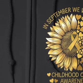 In September We Wear Gold Childhood Cancer Awareness Full Zip Hoodie