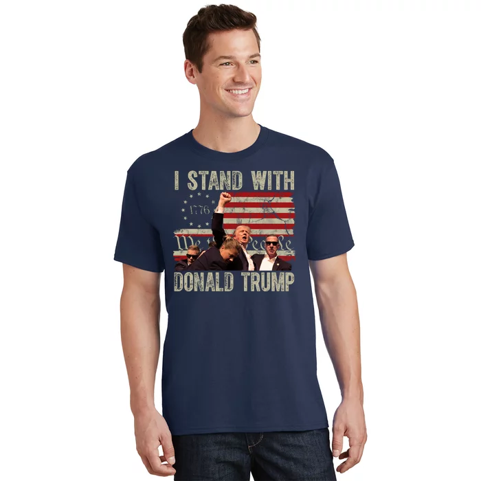 I Stand With Donald Trump Fist Usa Vintage Flag T-Shirt