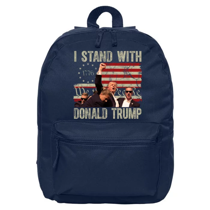 I Stand With Donald Trump Fist Usa Vintage Flag 16 in Basic Backpack