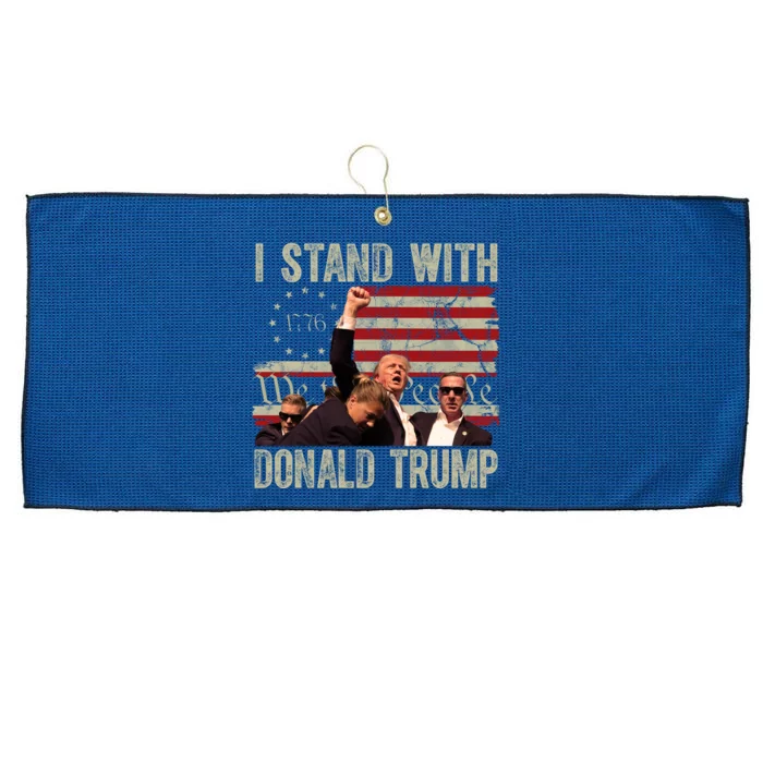 I Stand With Donald Trump Fist Usa Vintage Flag Large Microfiber Waffle Golf Towel