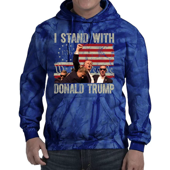 I Stand With Donald Trump Fist Usa Vintage Flag Tie Dye Hoodie