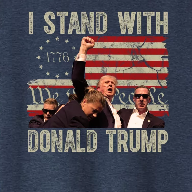 I Stand With Donald Trump Fist Usa Vintage Flag Women's Crop Top Tee