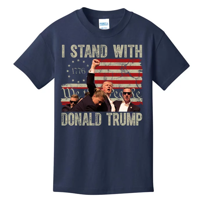 I Stand With Donald Trump Fist Usa Vintage Flag Kids T-Shirt