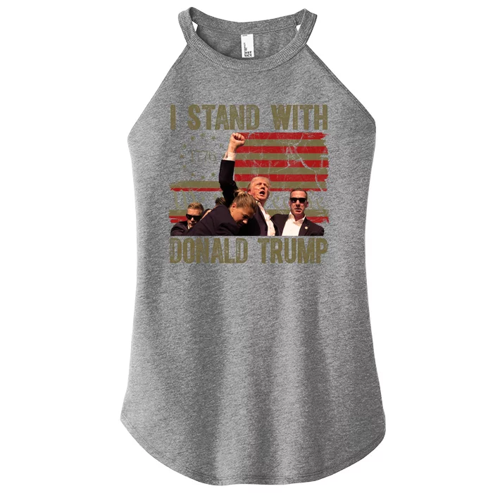 I Stand With Donald Trump Fist Usa Vintage Flag Women’s Perfect Tri Rocker Tank