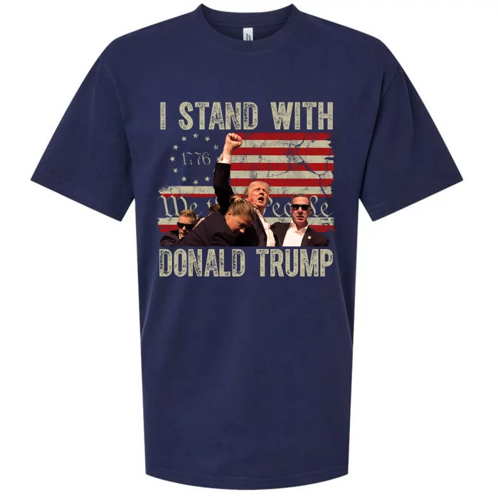 I Stand With Donald Trump Fist Usa Vintage Flag Sueded Cloud Jersey T-Shirt