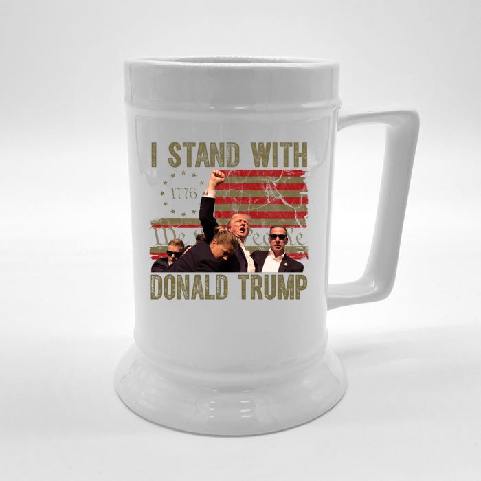 I Stand With Donald Trump Fist Usa Vintage Flag Front & Back Beer Stein