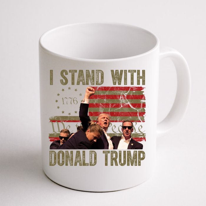 I Stand With Donald Trump Fist Usa Vintage Flag Front & Back Coffee Mug