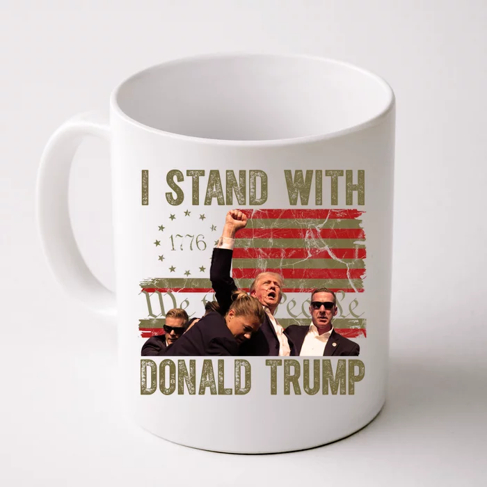 I Stand With Donald Trump Fist Usa Vintage Flag Front & Back Coffee Mug