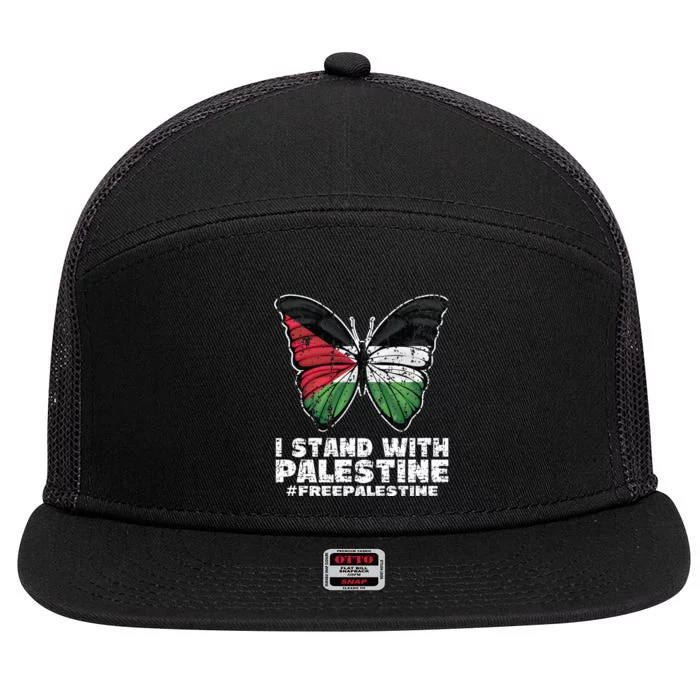 I Stand With Palestine For Their Freedom Free Palestine 7 Panel Mesh Trucker Snapback Hat