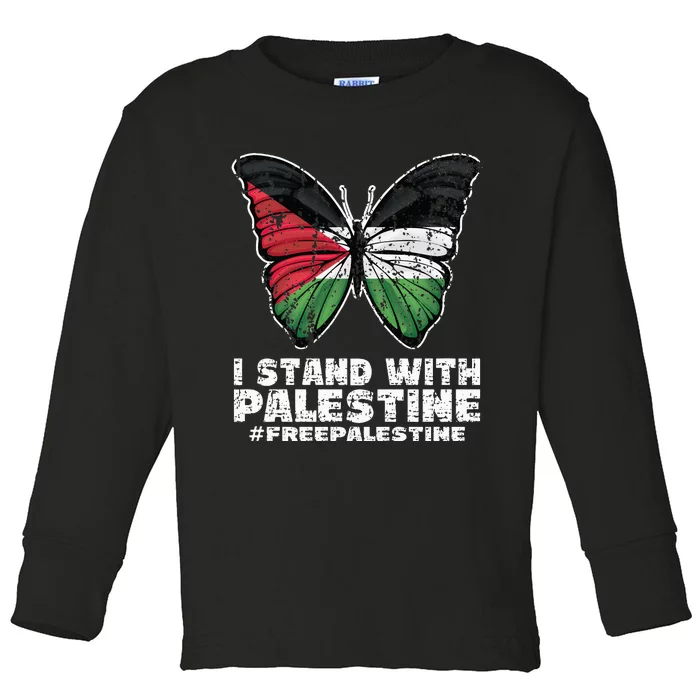 I Stand With Palestine For Their Freedom Free Palestine Toddler Long Sleeve Shirt