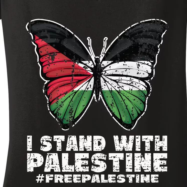 I Stand With Palestine For Their Freedom Free Palestine Women's V-Neck T-Shirt