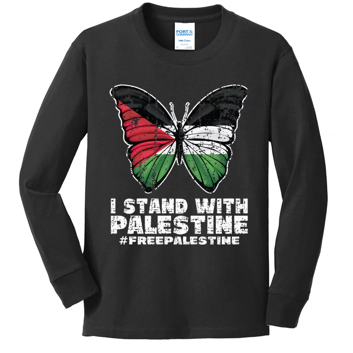 I Stand With Palestine For Their Freedom Free Palestine Kids Long Sleeve Shirt