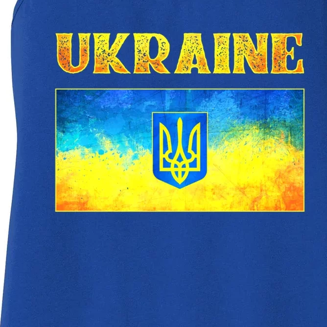 I Stand With Ukraine Gift Ukrainian Flag Ukraine Funny Gift Women's Racerback Tank