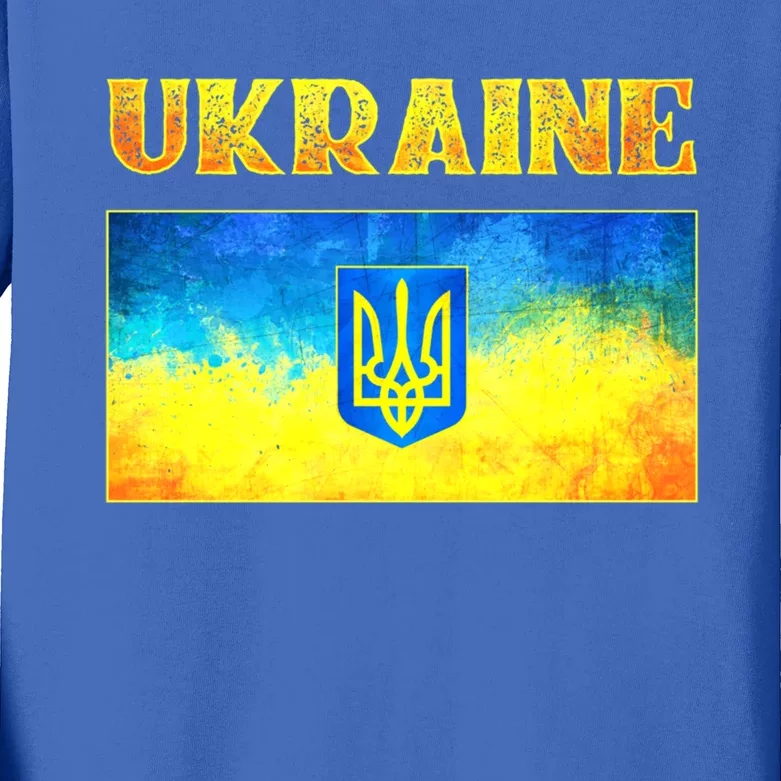 I Stand With Ukraine Gift Ukrainian Flag Ukraine Funny Gift Kids Long Sleeve Shirt