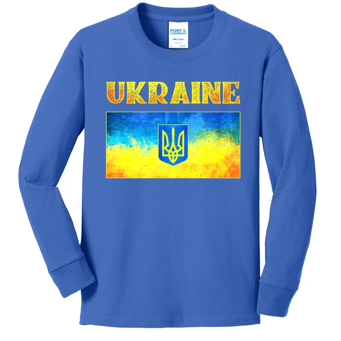 I Stand With Ukraine Gift Ukrainian Flag Ukraine Funny Gift Kids Long Sleeve Shirt