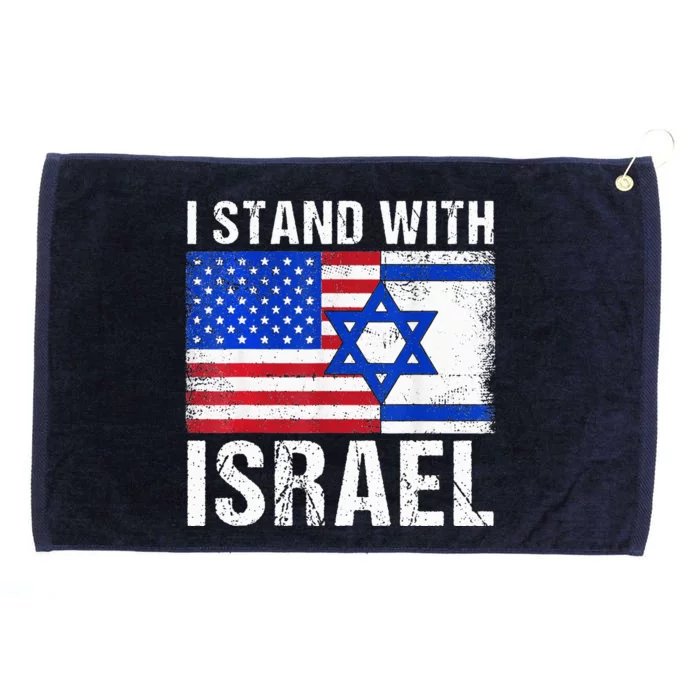 I Stand With Israel Patriotic USA and Israel Flag Grommeted Golf Towel