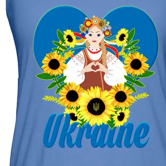 I Stand With Ukraine Traditional Ukrainian Sunflower Girl Ladies Essential Flowy Tank