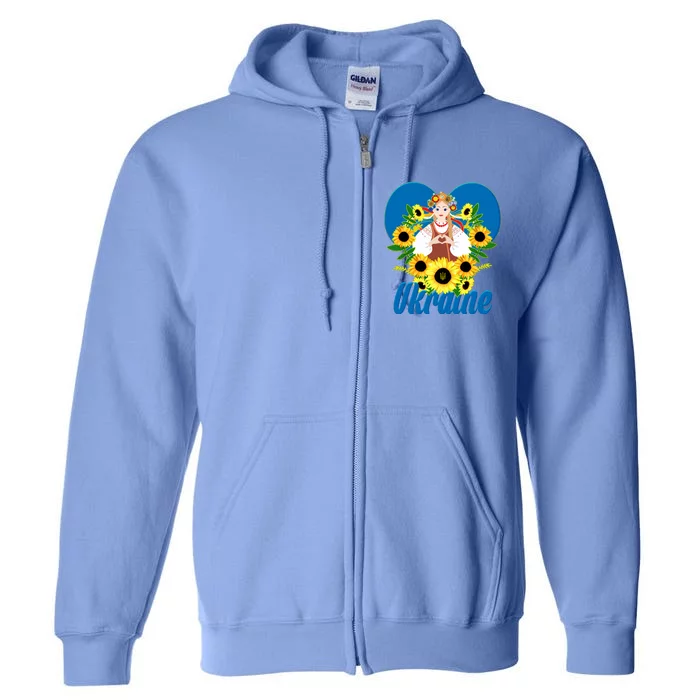 I Stand With Ukraine Traditional Ukrainian Sunflower Girl Full Zip Hoodie