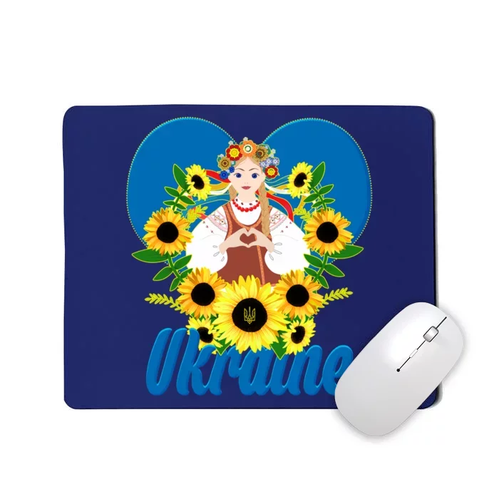 I Stand With Ukraine Traditional Ukrainian Sunflower Girl Mousepad