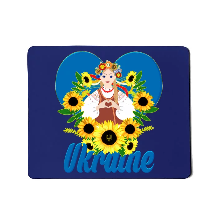 I Stand With Ukraine Traditional Ukrainian Sunflower Girl Mousepad