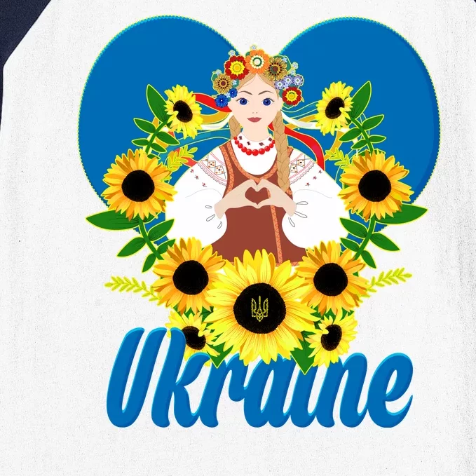 I Stand With Ukraine Traditional Ukrainian Sunflower Girl Baseball Sleeve Shirt