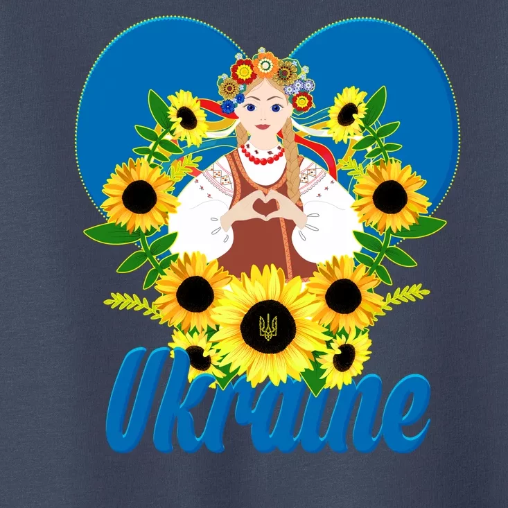 I Stand With Ukraine Traditional Ukrainian Sunflower Girl Toddler T-Shirt