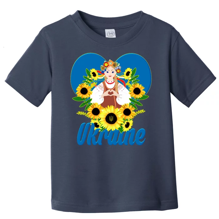 I Stand With Ukraine Traditional Ukrainian Sunflower Girl Toddler T-Shirt