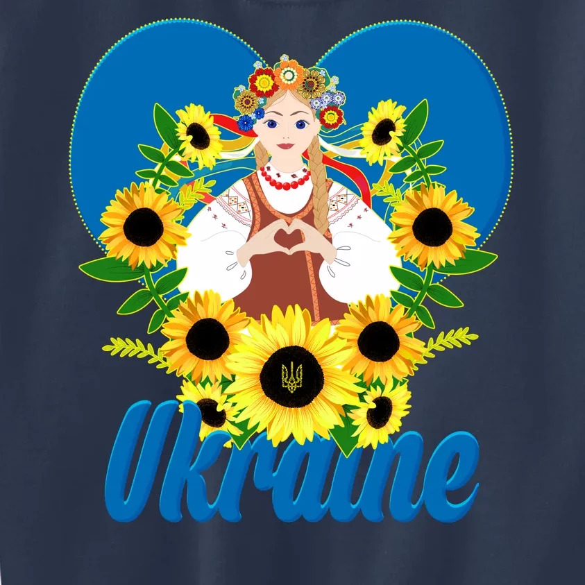 I Stand With Ukraine Traditional Ukrainian Sunflower Girl Kids Sweatshirt