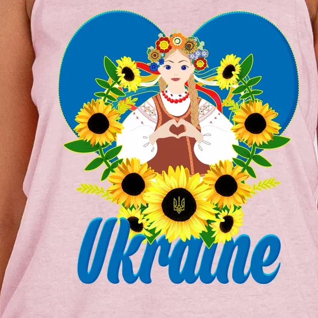 I Stand With Ukraine Traditional Ukrainian Sunflower Girl Women's Knotted Racerback Tank